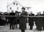 Trygve Lie og kong Olav ved åpningen av brua i 1959